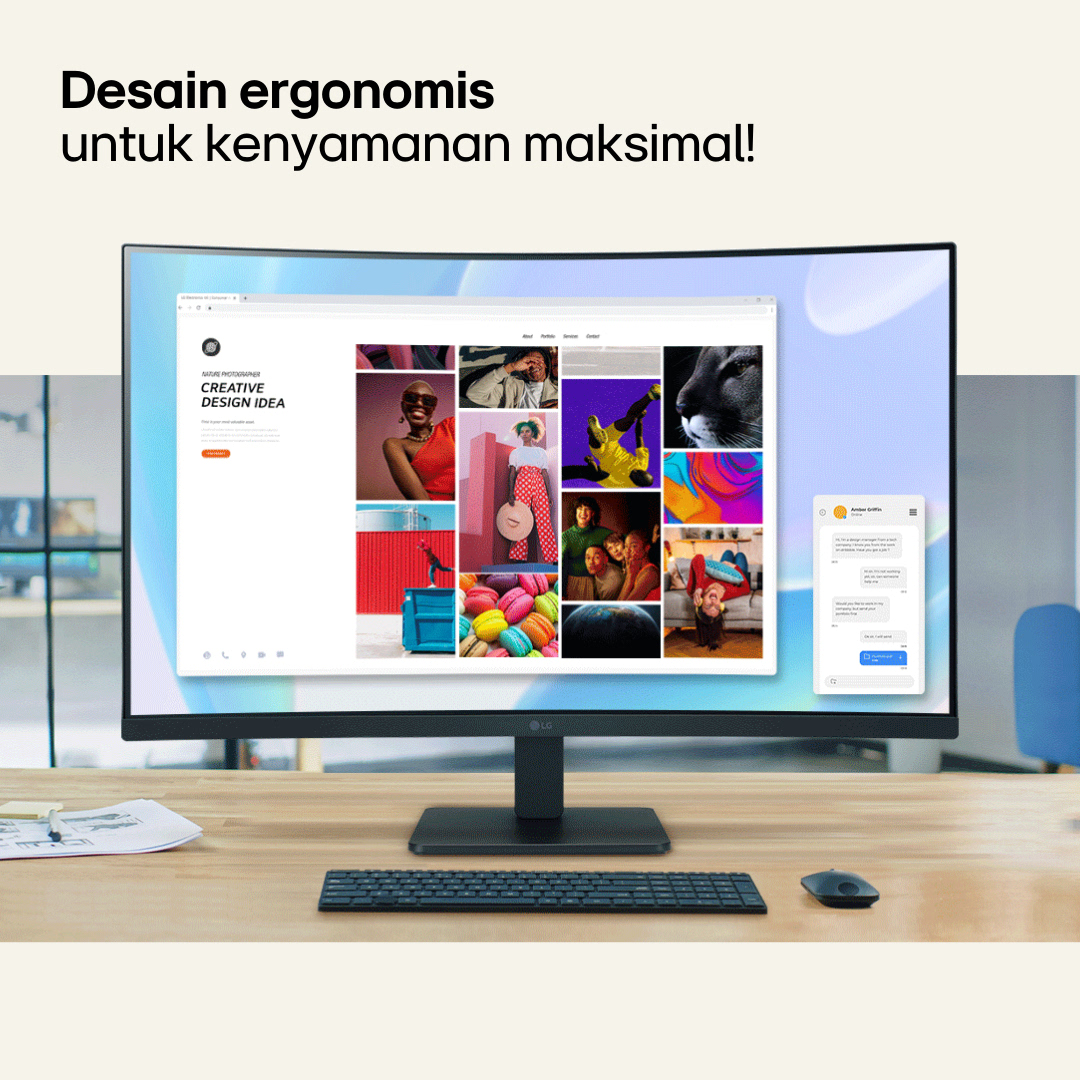 lgeindonesia's tweet image. #LGLEDMonitor #32MR50C desain ergonomis, bezel tipis di tiga sisi, dan kemampuan penyesuaian kemiringan, setiap saat kerja atau bermain jadi lebih menyenangkan.

klik: lge.ai/6011S5gdW

#LifesGood #ReinventYourFuture #BetterLifeforAll #InnovationforaBetterLife #LG