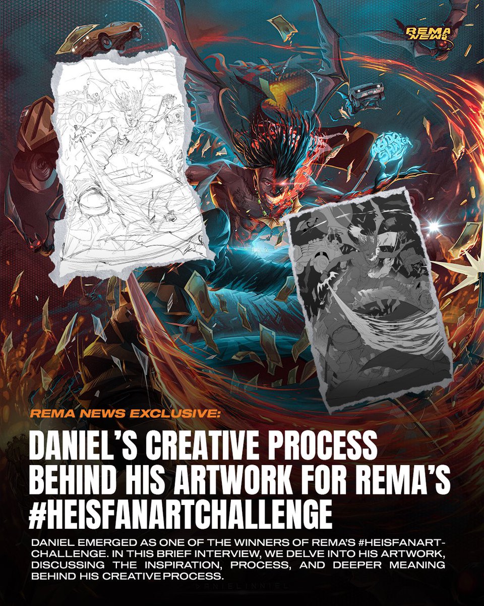 heisremanewss's tweet photo. Daniel’s Creative Process Behind His Artwork for Rema’s #Heisfanartchallenge

Daniel is one of the winners of Rema’s #HeisFanArtChallenge. In this brief interview, we delve into his artwork, discussing the inspiration, process, and deeper meaning behind his creative process. https://t.co/kLvWUOUFkY