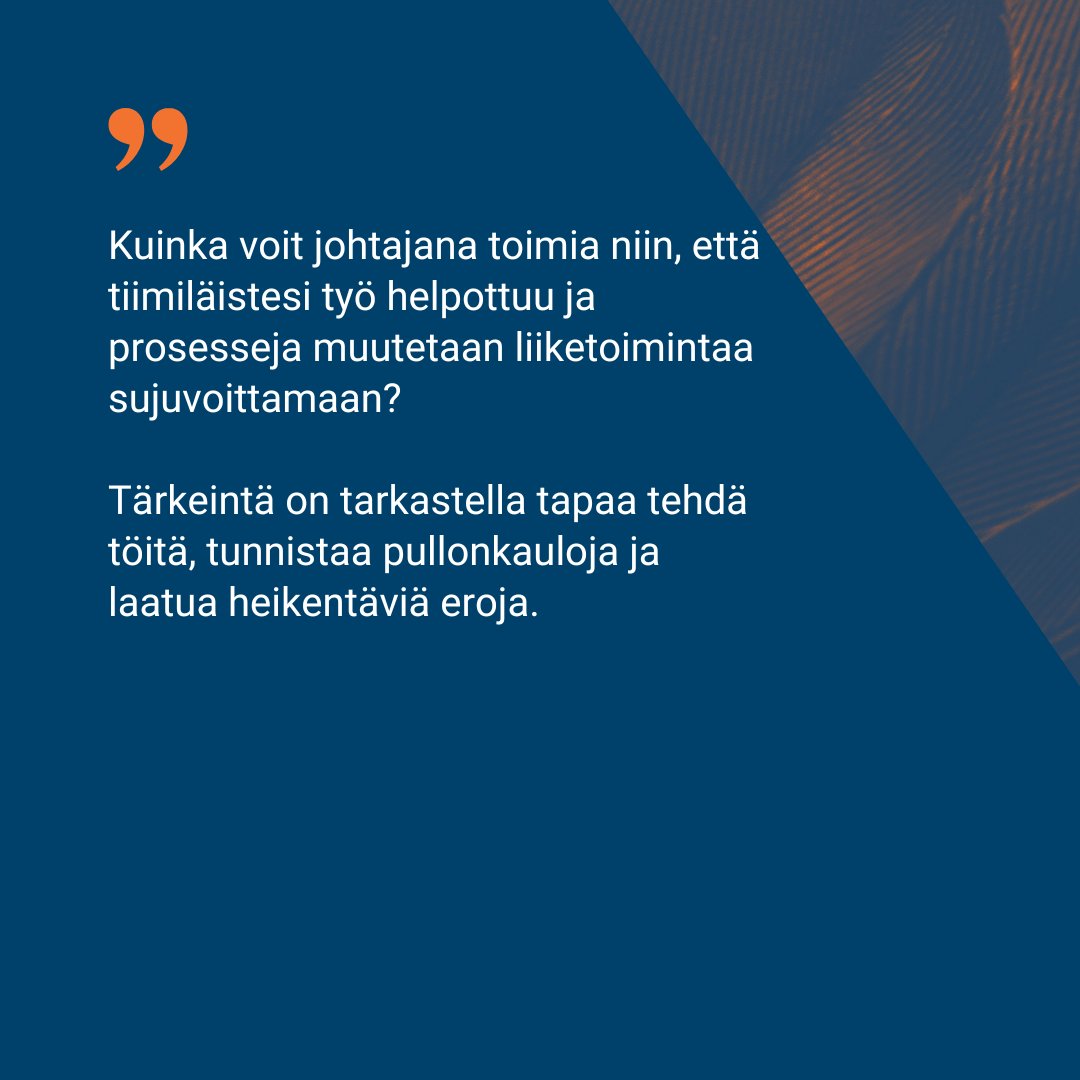 Kuinka voit toimia niin, että tiimiläistesi työ helpottuu ja prosesseja muutetaan liiketoimintaa sujuvoittamaan? Tärkeintä on tarkastella tapaa tehdä töitä, tunnistaa pullonkauloja ja eroja. 

Tutustu Mikko Bergin blogikirjoituksesta miten aloittaa: sulav.at/4hwn4T4