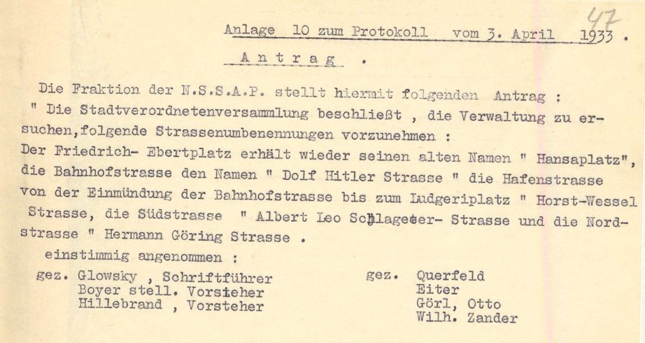 Schon bald nachdem die #NSDAP in der Stadtverordnetenversammlung #Münster|s das Sagen hatte, wurden #Straßennamen nach den "Helden der Bewegung" benannt. Jetzt anhand der digitalisierten Akte Nr. 322 nachvollziehbar: 
archive.nrw.de/ms/search?link…
