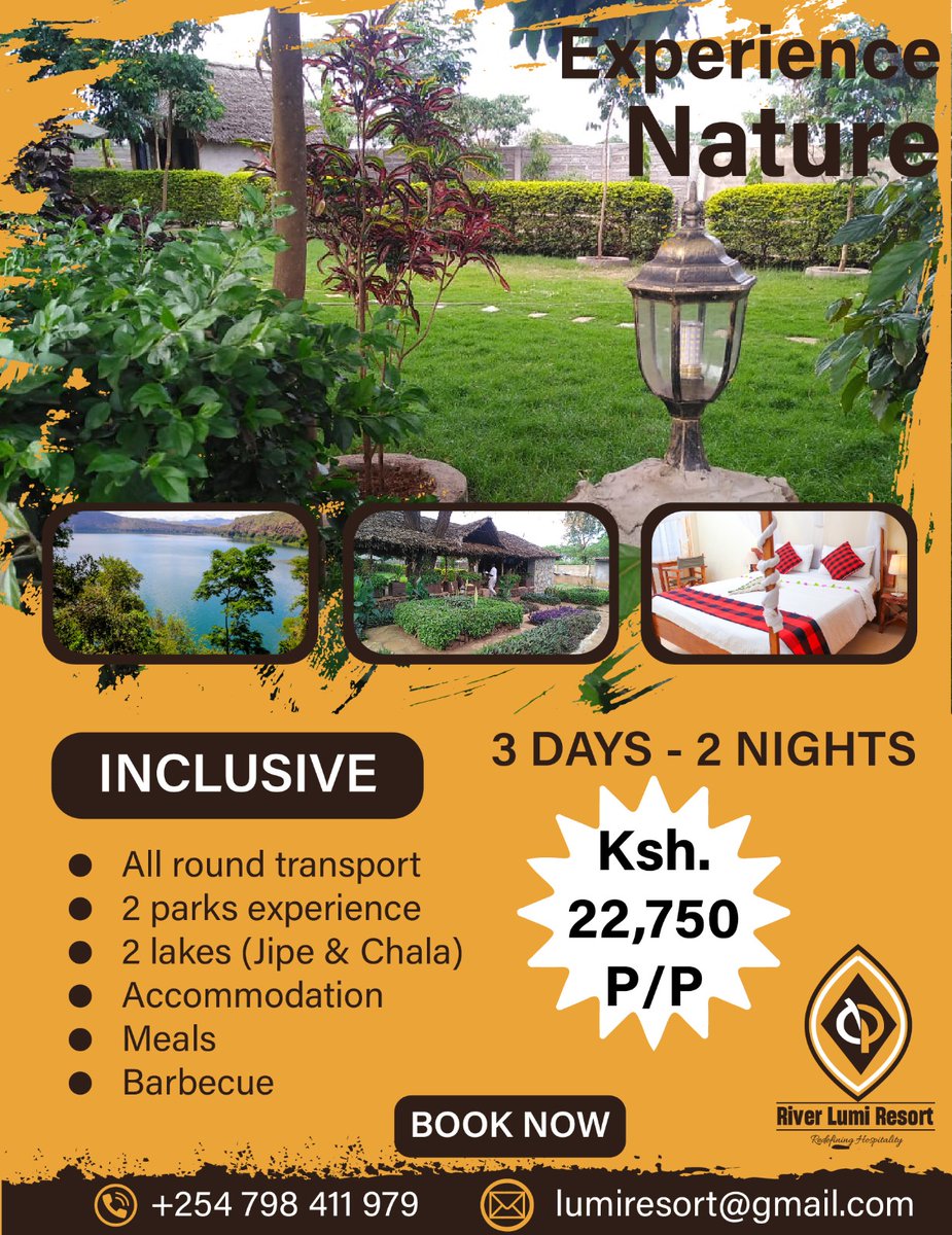 LumiRiver's tweet photo. Nature helps you unplug and unwind from the hustles of the city. Enjoy a three days, two nights, and endless memories created from visiting Amboseli and Tsavo West National Parks, Lakes Jipe &amp; Chala and an unforgettable road trip experience. @CollinsBriche @ThornMulli https://t.co/cHxCCRKNh7