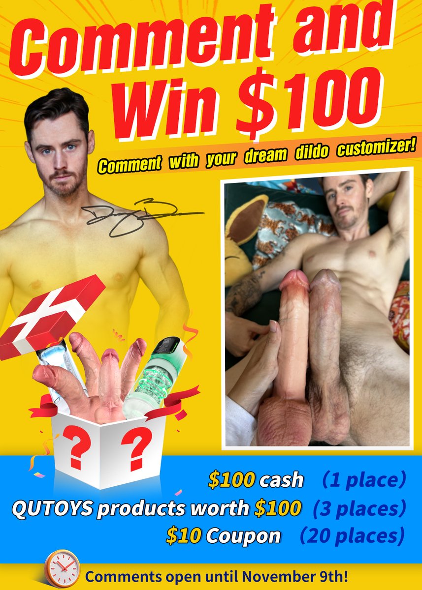 🎁Comment Your Fav Dicks &amp; Win $100! 🎁

Whose dick replica would you want the most?🍆
Drop their ID for a chance to win gifts❗️

To enter:
🌈 RT this post &amp; Follow <a href="/Qutoys_Global/">🌈QUTOYS</a>
🌈 Tag your fav in comments

⏰Draw Date: 9th Nov