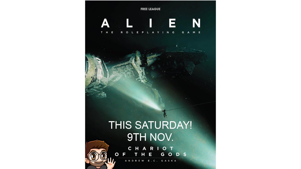 Manick8822's tweet photo. Hey, you like Alien? You like Horror? You like nerdy stuff? I'm throwing a few of my players through the Alien RPG this saturday, come check it out on saturday! https://t.co/NQ6NAyLCq0