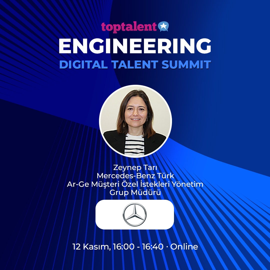 Engineering Digital Talent Summit'te Mercedes-Benz Türk A.Ş.'den Zeynep Tarı’yı dinlemeye hazır mısınız? 🌟

📅 Tarih: 12 Kasım
🕒 Saat: 16:00 - 16:40
📍 Online (Link iletilecek)

Etkinliğe katılmak için hemen başvurun:  
toptalent.co/toptalent-engi…