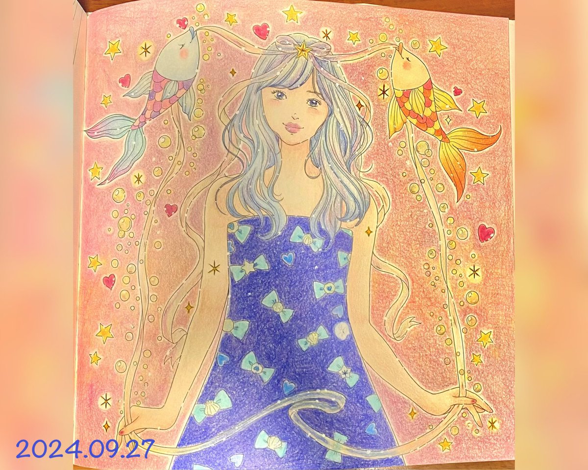 rapuco's tweet photo. 結構前に塗りおわったもの。
#大人の塗り絵 #色鉛筆 #夢色プリンセス塗り絵 #たけいみき さん https://t.co/waoFcYqLYk