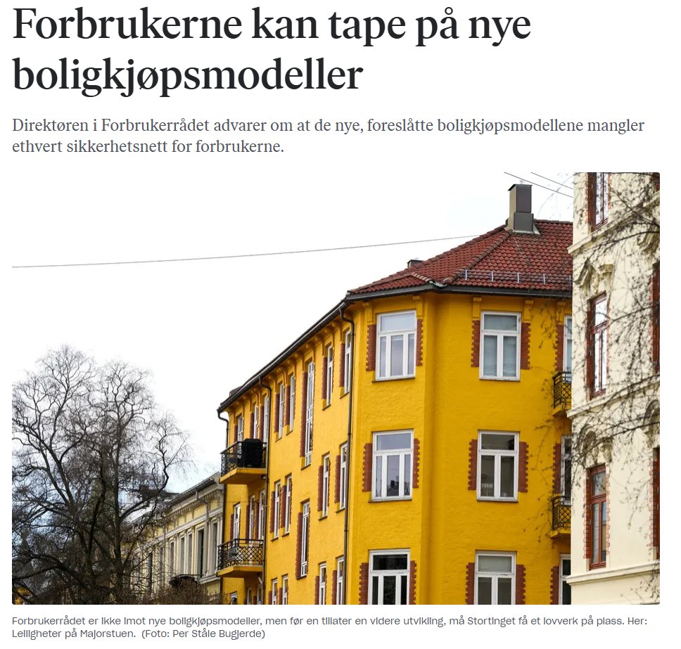 Staten forbyr forbrukere boliglån selv om de har råd til lånet (utlånsforkriften).
Det har gitt vekst i (uregulerte)  boligkjøpsmodeller.
I tillegg ropes det etter mer startlån fra Husbanken fordi utlånsforskriften ikke gjelder for disse lånene.

Lurt?

dn.no/innlegg/forbru…