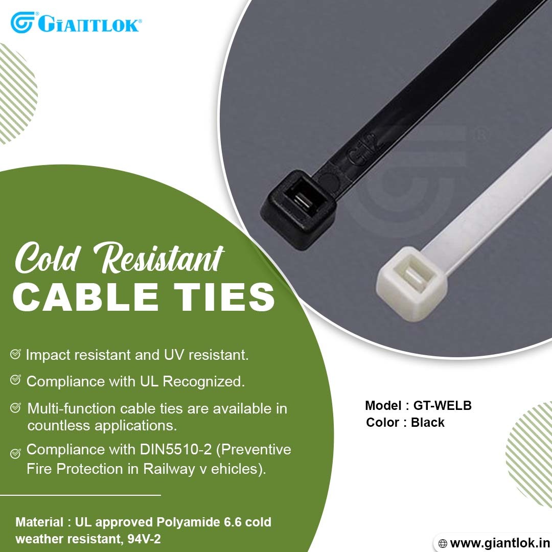 GiantlokIndia's tweet image. Built for the toughest conditions! Our GT-WELB Cold Resistant Cable Ties provide unmatched flexibility and toughness even at -40℃. Perfect for critical installations.
Visit for more: giantlok.in/products/faste…
#ColdResistant #CableManagement #IndustrialSafety