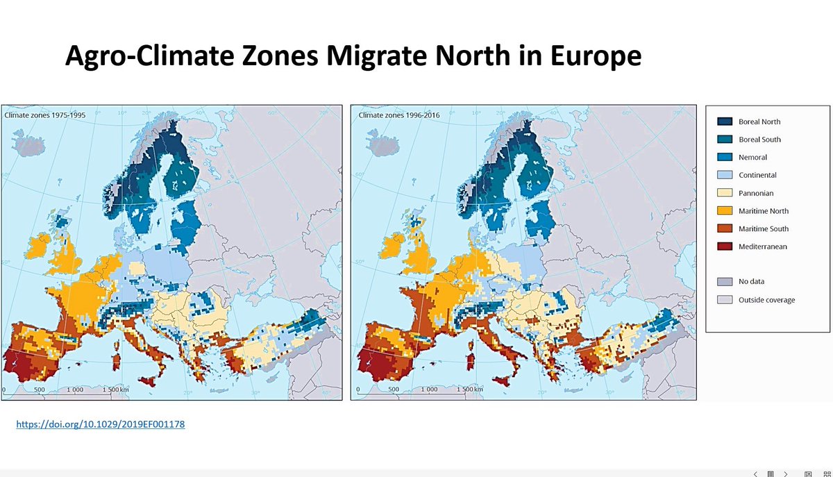 CzemborH's tweet image. #agroclimate #climatechange #EU #CAP
#StrongerTogether 🇪🇺 📈👨‍🎓💥 📈💚 🇪🇺 
➡️Agro-climate zones in eastern Europe have experienced a northward migration velocity 
⏱️of 100 km per 10 years over the past 40 years.
#agriculture #farmers #food #foodsecurity 
➡️ doi.org/10.1029/2019EF…