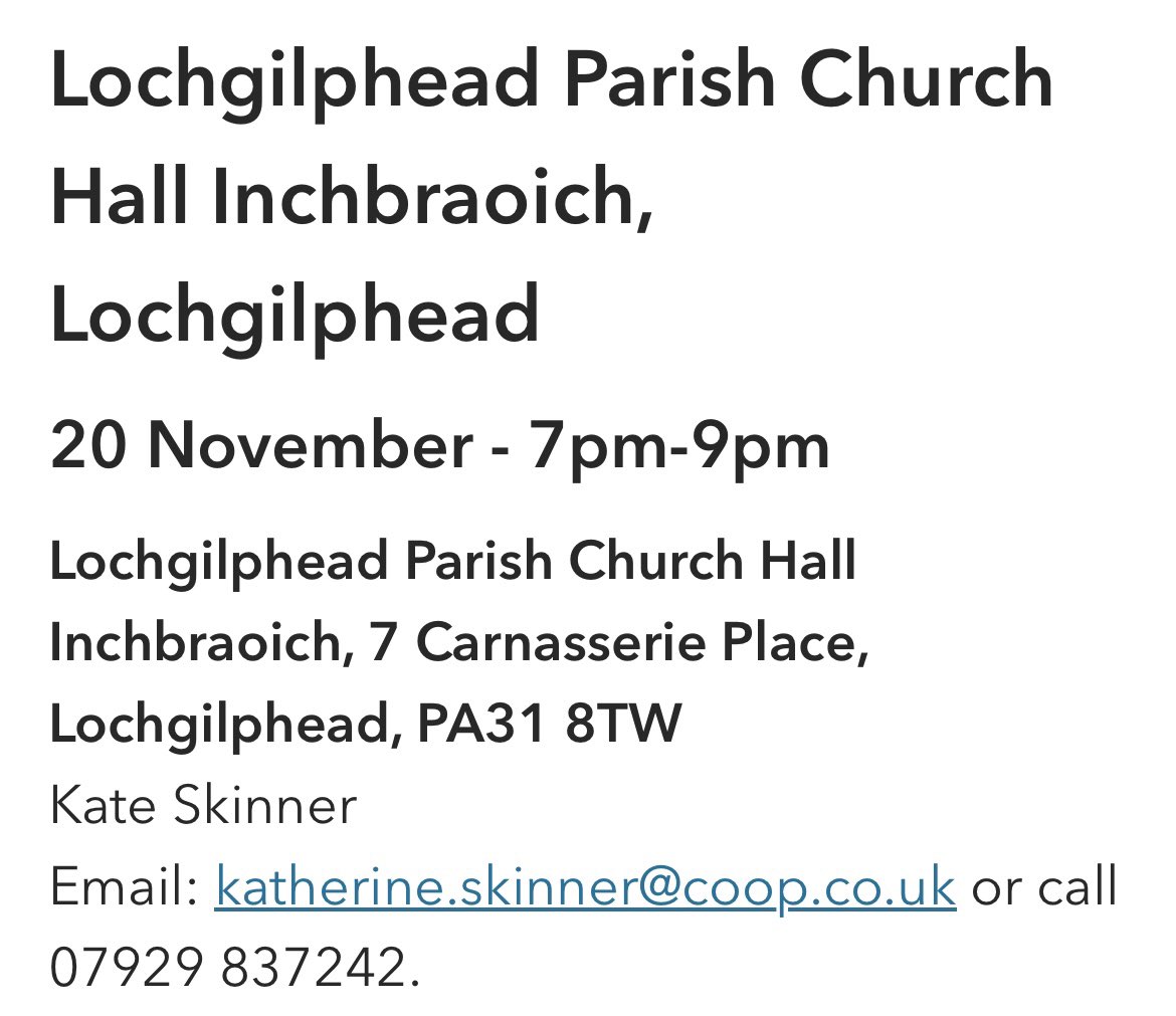 Member events are coming to #Lochgilphead and #Islay! #JoinIn #OurCoop