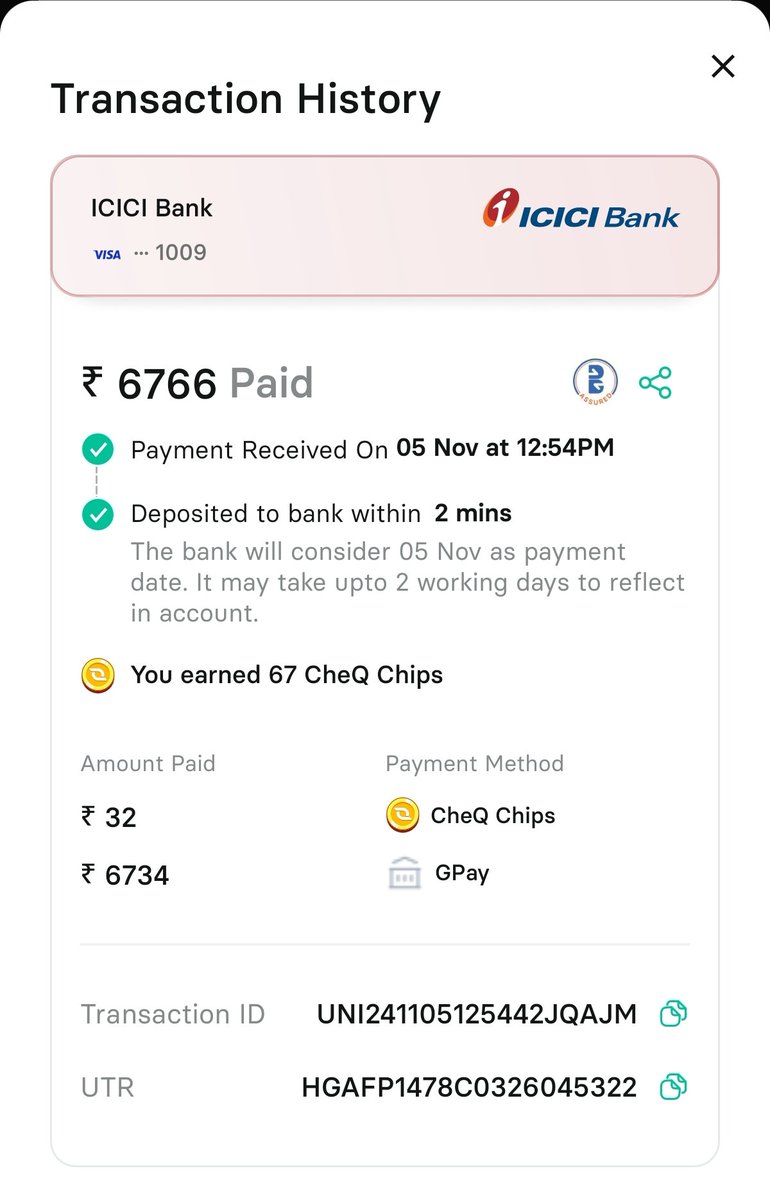 submutkar's tweet photo. Paid my credit card bill thorugh @CheQ_One app. Credited within 2 mins. #CheqItToWinIt https://t.co/SGnTiFhPAl