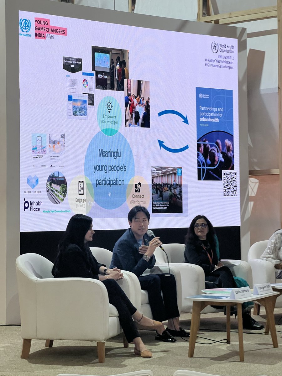 At the #WorldUrbanForum, <a href="/WHO/">World Health Organization (WHO)</a> rep <a href="/hankht/">Hyung-Tae Kim</a> highlights the role of #youngpeople as game changers for #urbanhealth. Come by the booth to hear more!