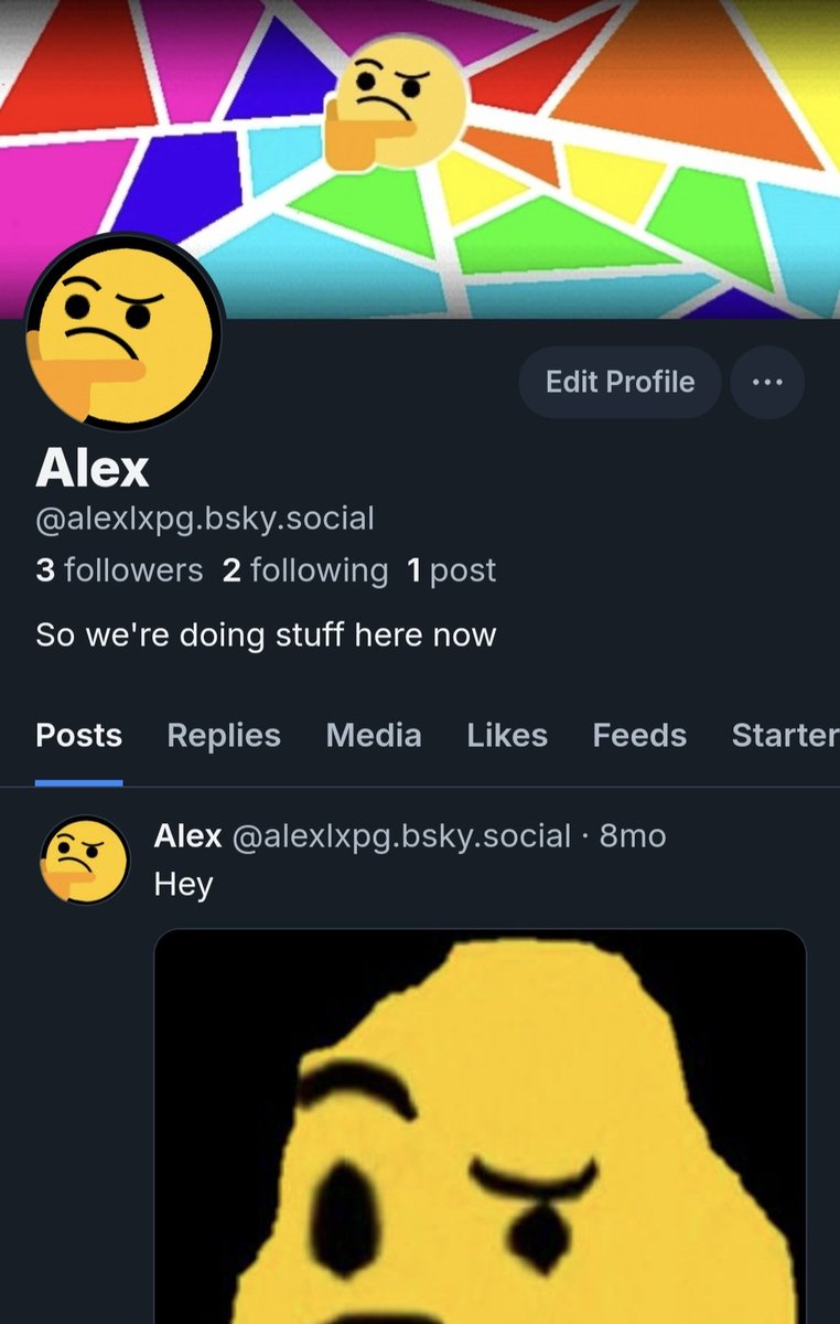 Oh yeah I have a bluesky too if twitter shits itself and dies randomly. I'll start periodically reposting old stuff there.