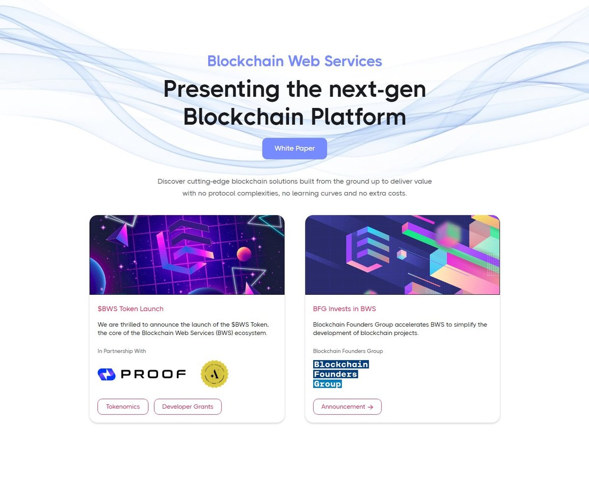 📢 Exciting News! $BWS Token Launch 📢
📅 𝗡𝗼𝘃𝗲𝗺𝗯𝗲𝗿 𝟮𝟭𝘀𝘁 📅

BWS is an API-powered 𝗕𝗹𝗼𝗰𝗸𝗰𝗵𝗮𝗶𝗻 𝗦𝗼𝗹𝘂𝘁𝗶𝗼𝗻𝘀 𝗠𝗮𝗿𝗸𝗲𝘁𝗽𝗹𝗮𝗰𝗲 where developers can build and share user-friendly blockchain applications—all without Web3 expertise.

Our mission?