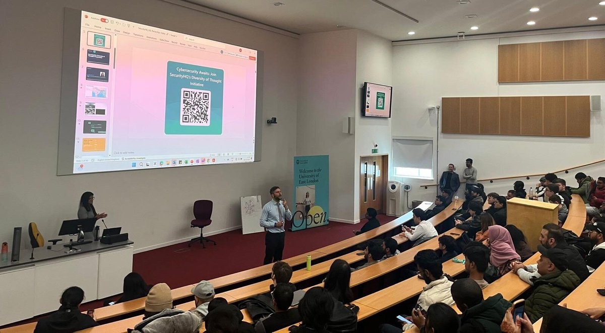 security_hq's tweet image. 🎉 The SecurityHQ team was thrilled to present to over 200 students at the University of East London as part of the Diversity of Thought Employer Partner Program! 🌍

#Vision2028 #DiversityOfThought #CybersecurityFuture #WeAreSecurityHQ #InnovationInCyber #UniversityofEastLondon