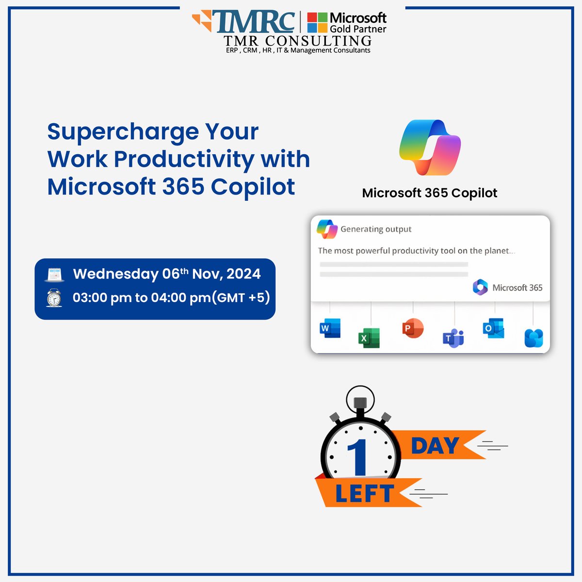 tmr_consulting's tweet image. Join TMR Consulting for the exclusive webinar: 𝑺𝒖𝒑𝒆𝒓𝒄𝒉𝒂𝒓𝒈𝒆 𝒀𝒐𝒖𝒓 𝑾𝒐𝒓𝒌 𝑷𝒓𝒐𝒅𝒖𝒄𝒕𝒊𝒗𝒊𝒕𝒚 𝒘𝒊𝒕𝒉 𝑴𝒊𝒄𝒓𝒐𝒔𝒐𝒇𝒕 365 𝑪𝒐𝒑𝒊𝒍𝒐𝒕
Join the Live Event at the specified date and time: lnkd.in/dfnqUzwt
#TMRConsulting #Microsoft365Copilot