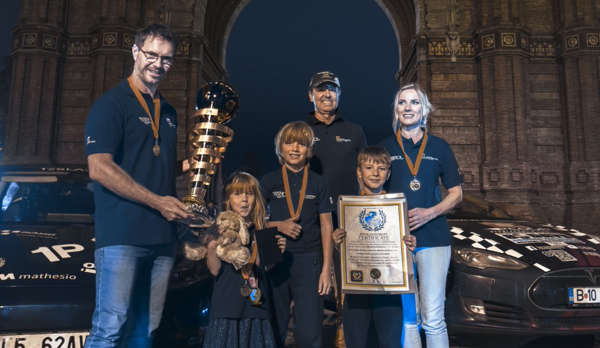 80edays (@80edays_en) on Twitter photo New #worldrecords set driving #aroundtheworld in an #electriccar:
Youngest girl: Laura Martinkova - 6 years
Youngest boy: Damian Martinek - 8 years
Longest trip of a family: Family Martinek
Longest standard EV trip: Rafael de Mestre New #worldrecords set driving #aroundtheworld in an #electriccar:
Youngest girl: Laura Martinkova - 6 years
Youngest boy: Damian Martinek - 8 years
Longest trip of a family: Family Martinek
Longest standard EV trip: Rafael de Mestre