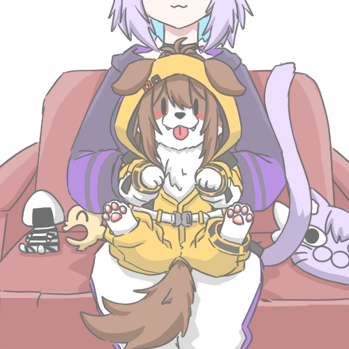 戌神ころね ,猫又おかゆ 「#できたてころね #絵かゆ 」|裕司‧威爾斯(ウェルシュ)のイラスト