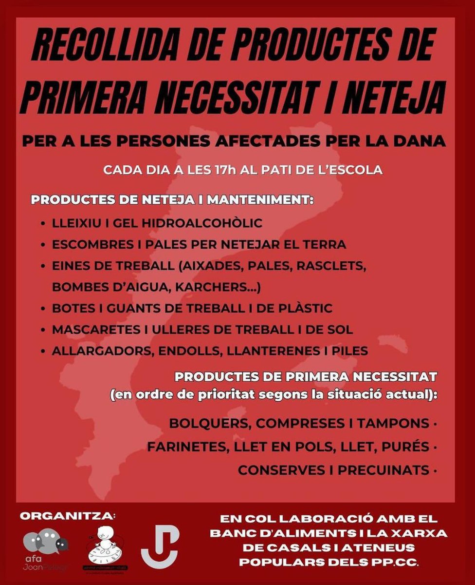 Després de l’ensurt per les pluges d’ahir, us volem donar les gràcies per la vostra col·laboració. El treball en equip és la clau per a superar moments difícils.

Aprofitem per traslladar el nostre suport a totes les persones afectades per la DANA❤️‍🩹