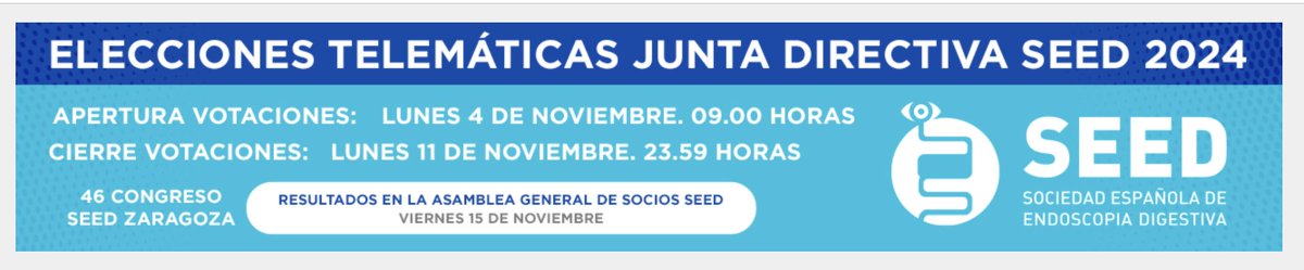 Con ilusión presento mi candidatura a vocal en la JD de la <a href="/SEEDendoscopia/">SEED</a> ...para colaborar en el importante papel que desempeña en la innovación y proyección social de la endoscopia digestiva española, así como en la formación de nuevas generaciones de especialistas