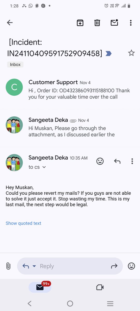 NotAgainNiky's tweet photo. @flipkartsupport Hey your customer care representative told me she will get back to me, but no response in the email thread nor any call. Is this a scam? #flipkartscam https://t.co/6DMUe9ip4Q