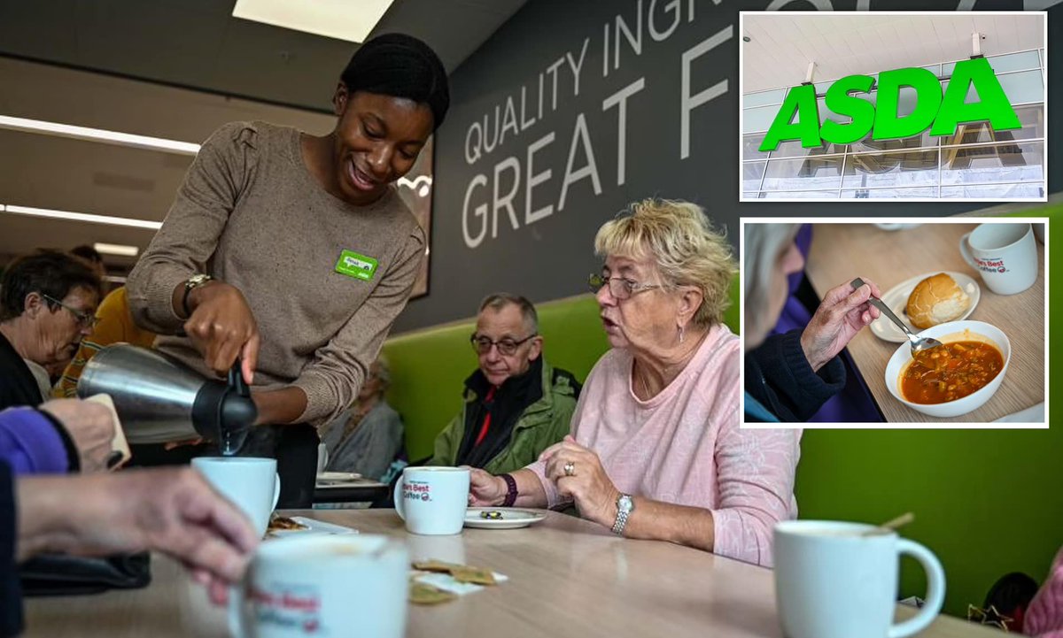 Asda Cafes £1 Winter Warmer Meal Deal is back from Today until the end of February. People aged 60+ can get a bowl of Soup, a Bread Roll and unlimited Tea or Coffee for just £1  ☕