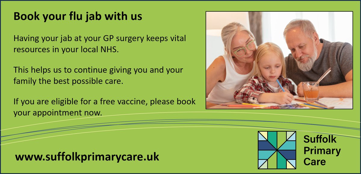 Suffolk Primary Care (@suffolk_pc) on Twitter photo If you’ve received a text from us, please make sure you book your flu vaccination. It will help you and your family stay well this winter.
#LoveYourNHS #flu #NHS If you’ve received a text from us, please make sure you book your flu vaccination. It will help you and your family stay well this winter.
#LoveYourNHS #flu #NHS