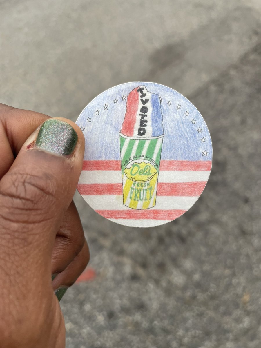 First Voter in Line this Morning at our Precinct in Providence! #Vote2024

And check out my favorite election day gear: the “I Voted” Sticker designed by a 7th Grader <a href="/Gordonschool/">Gordon School</a>!