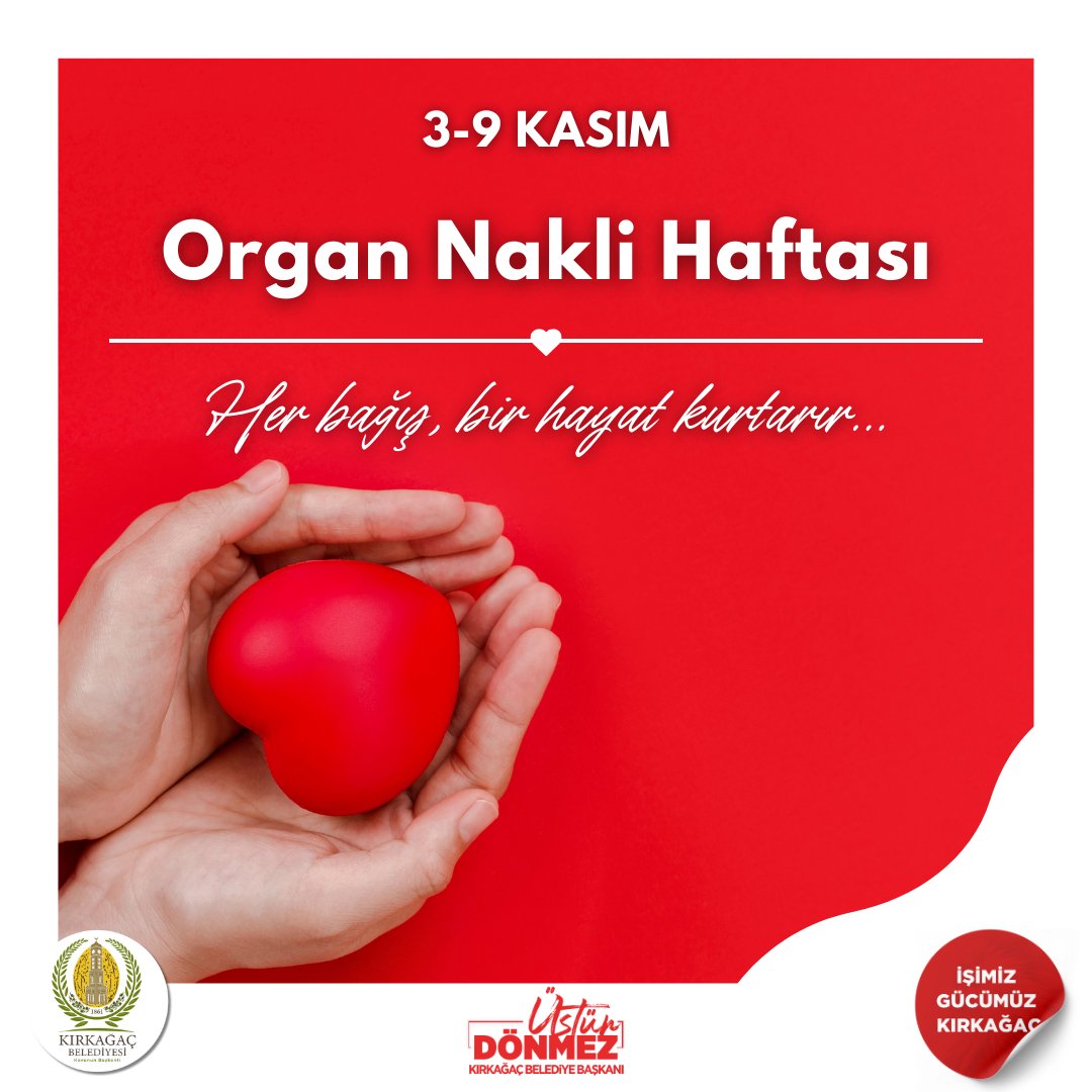 "🫀 Organ bağışı, yeni bir hayat armağanıdır! 🙏 Her bağış, umut dolu bir geleceğe açılan bir kapıdır. 🌱 Organ Nakli Haftası’nda sen de bir hayat kurtarmak için ilk adımı at! 💚 #OrganNakli #HayatVer"