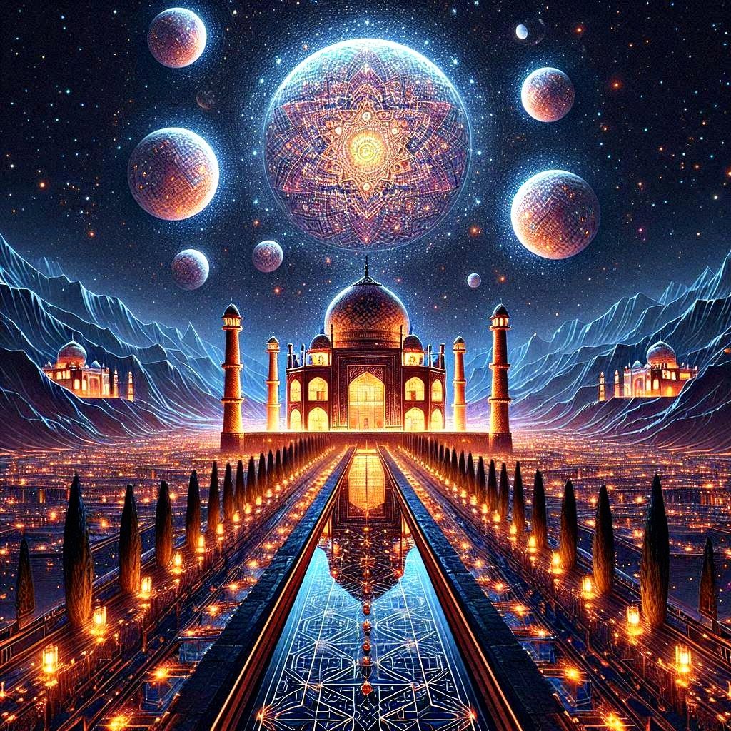 The Taj Mahal – a place where beauty and love come together.💫❤️💕
#TajMahal #LoveStory #SymbolOfLove #WorldWonder #HistoricMonument #IncredibleIndia #AIArt #DigitalArt #Dreamscape #CosmicArt #SpaceArt #scifi
#CulturalHeritage  #TaleOfLove