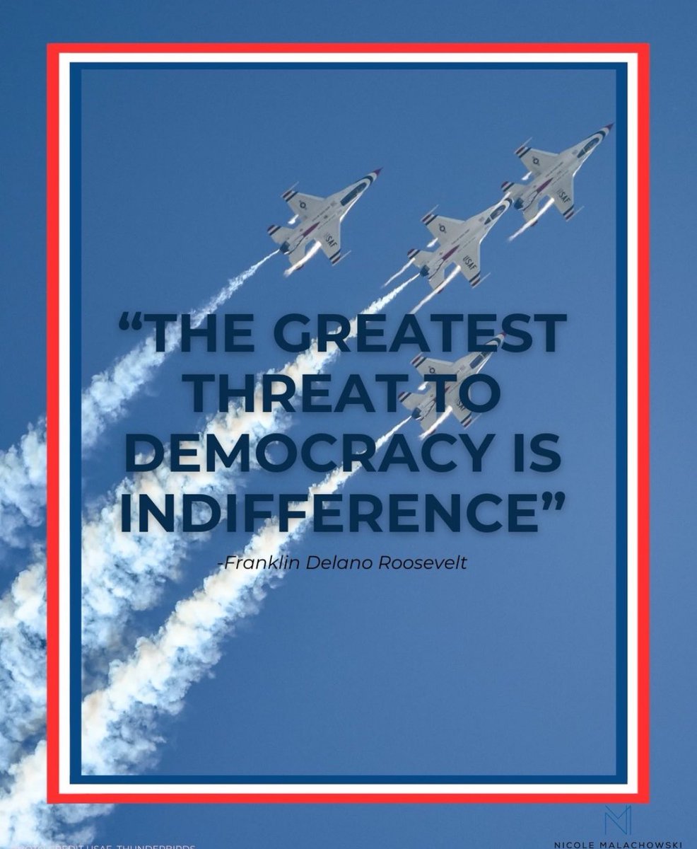 RealMalachowski's tweet photo. The greatest threat to democracy is indifference." ~Franklin D. Roosevelt

Voting isn’t just a right; it’s a responsibility. It’s time again to go to the polls. Because staying home is just playing into the hands of indifference.

#Vote #Duty #Democracy #Election2024 https://t.co/h9ihMKZKrE