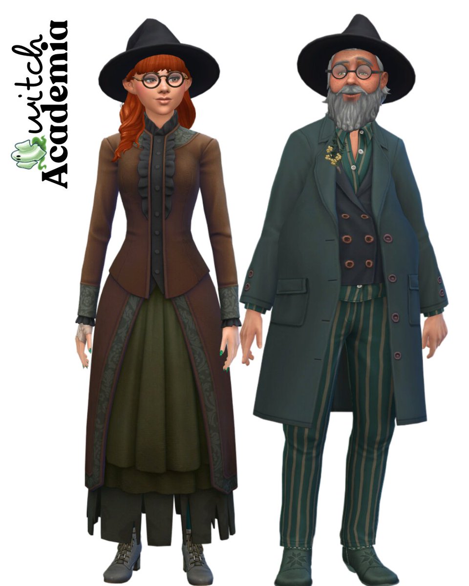 📚Witch Academia📚 no CC lookbook #EAPartner

Witch / Wizard Hat - Spooky Stuff
Witch: Hair - Luxury party, Glasses - Vintage Glamor, Dress &amp; Shoes - Life &amp; Death
Wizard: Hair - Laundry day, Beard - Seasons, Glasses - For Rent, Outfit - Life &amp; Death, Shoes - Crystal Creations