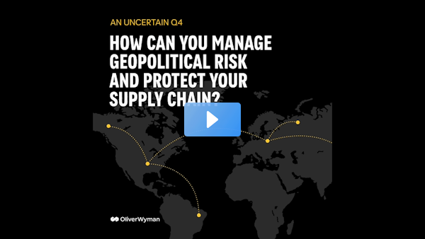 Geopolitical risk is creating mounting uncertainty for financial services in Q4. 

Our Oliver Wyman Finance and Risk team has devised a practical framework to help FS firms navigate geopolitical risk.
 
#financialservices #geopoliticalrisk #sanctions bit.ly/3NUTuZK