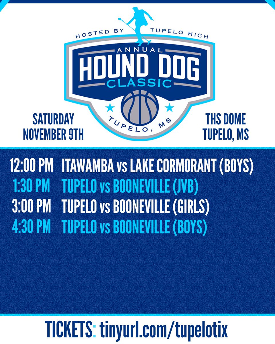 🏀🏀 Basketball hosts the Hound Dog Classic on Saturday! #FloodWarning 

🎟️ tinyurl.com/tupelotix