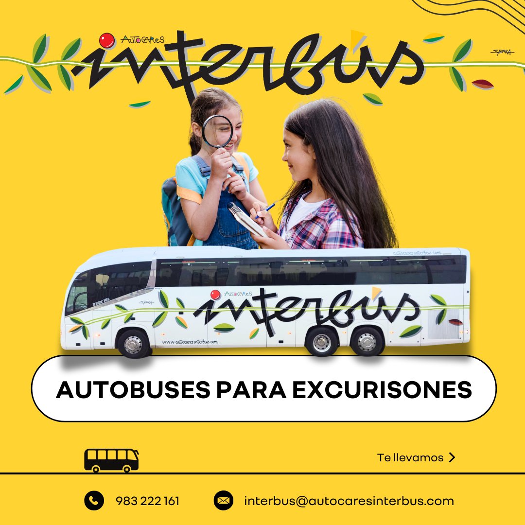 AutocarInterbus's tweet image. 🚌👧👦 Para ese próximo viaje escolar, ¿Nos dejas llevarte? Un viaje seguro, cómodo y perfecto para los más exigente. ¿A dónde vamos ahora? 🎒🌼

📞 +34 983 222 161
🌐 autocaresinterbus.com
📧 interbus@autocaresinterbus.com

#ExcursionesEscolares #AutocaresInterbus