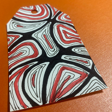 tryit2likeit's tweet image. A marker art tag that features bold, organic lines and intricate patterns that echo traditional Native Alaskan aesthetics. tryit-likeit.com/wavy-lines-tag/ #tag #tagittuesday #drawing