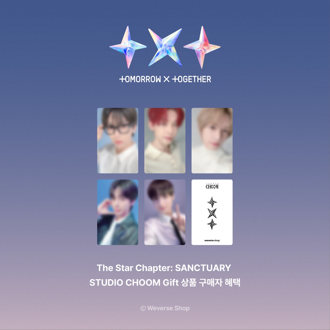 M2MPD's tweet photo. [𝐖𝐞𝐯𝐞𝐫𝐬𝐞 𝐒𝐡𝐨𝐩 𝐆𝐋𝐎𝐁𝐀𝐋 𝐗 𝐒𝐓𝐔𝐃𝐈𝐎 𝐂𝐇𝐎𝐎𝐌]
「𝐒𝐓𝐔𝐃𝐈𝐎 𝐂𝐇𝐎𝐎𝐌 𝐆𝐢𝐟𝐭」𝐓𝐗𝐓 𝟕𝐭𝐡 𝐌𝐢𝐧𝐢 𝐀𝐥𝐛𝐮𝐦 '𝐓𝐡𝐞 𝐒𝐭𝐚𝐫 𝐂𝐡𝐚𝐩𝐭𝐞𝐫: 𝐒𝐀𝐍𝐂𝐓𝐔𝐀𝐑𝐘'
📍 Weverse Shop GLOBAL: https://t.co/5sUzpkwjeu

📅 예약 판매 기간: 11/5(화) 10PM - 11/10(일) 10PM (KST)
💗 기간 내 앨범 구매 시 「스튜디오 춤」 미공개 포토카드 증정
💗 추첨 통해 친필사인 앨범 증정

📆 予約受付期間 : 11月5日(火) 午後 10時 ~ 11月10日(日) 午後 10時
💗 期間内にアルバムをご購入した方々には「STUDIO CHOOM」限定未公開フォトカードをプレゼント
💗 抽選で直筆サイン入りアルバムをプレゼント

📆 PRE-ORDER: Nov. 5th 10PM - Nov. 10th 10PM (KST)
💗 Exclusive Photocards included 
💗 Raffle Event : Autographed Album Giveaway (5 winners)

※ 구매 및 배송 등 상품 관련 문의는 판매처로 부탁 드립니다.
※ 配送または一般的な性質についてお問い合わせが必要な場合は、販売者にお問い合わせください。
※ Contact Seller if you need any inquiries of delivery or a general nature.

#SC_ORIGINAL #TXT #OverTheMoon
#투모로우바이투게더 #TOMORROW_X_TOGETHER
@TXT_bighit #STUDIOCHOOM