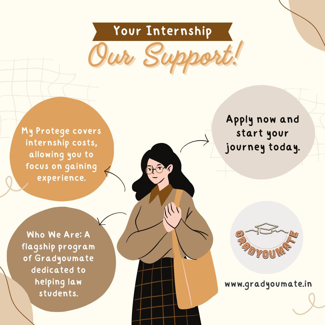 gradyoumate1's tweet image. Worried about costs for your internship? My Protégé by Gradyoumate Foundation offers financial aid for law students in cities like Mumbai, Delhi, and Bangalore.

Apply now via: forms.gle/YCec5RrxVN56sR…

#MyProtege #LawStudents #InternshipSupport
@nareshpuj @SushmitaPatel21
