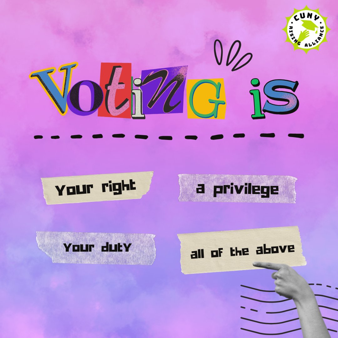 CUNYRising's tweet image. TODAY is ELECTION DAY!

Exercise your right to vote.

Find your polling site here: findmypollsite.vote.nyc

#NYCVotes #CUNYvotes #CRAvotes #YourVoteCounts