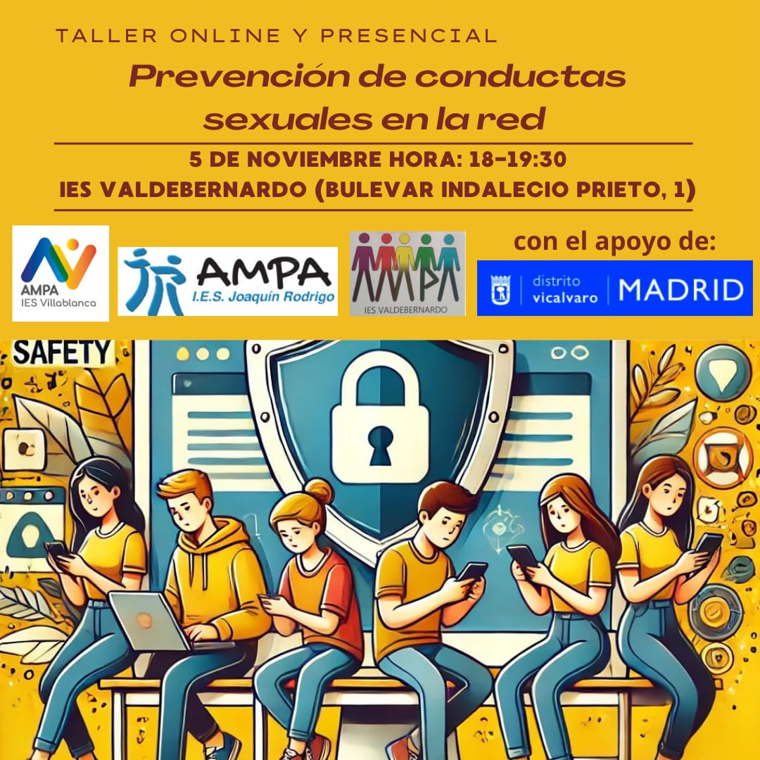 RECORDATORIO!!! No te lo pierdas, te esperamos. Todas las conductas sexuales de riesgo de nuestros adolescentes en las redes, y que tanto nos preocupan a los padres, y cómo prevenirlas y enfrentarnos a ellas llegado el caso.