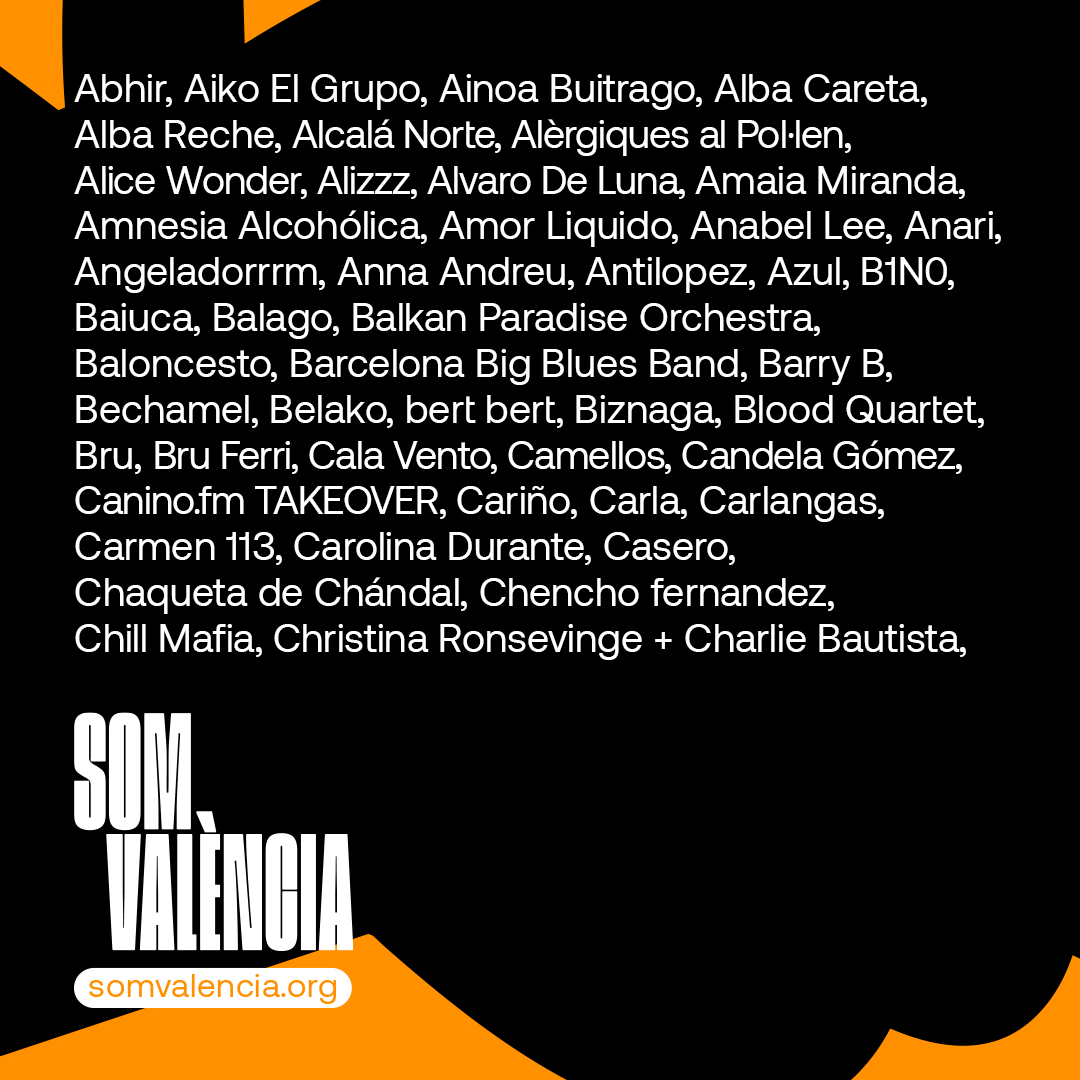 salicrunette's tweet photo. Concerts solidaris SOM València en suport a les poblacions afectades per la DANA, amb un cartell tan impressionant com la iniciativa. De l'11 al 13 de novembre a BCN, ​​Burgos, Madrid, Lleida, Donosti, Girona, Múrcia, Vic, Granada, Manresa, entre d'altres https://t.co/gO1hOP7yvE https://t.co/giBZCRGhTB