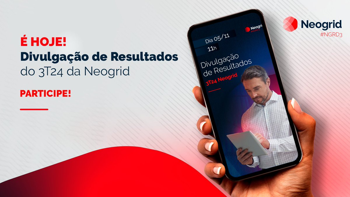 Participe da Divulgação de Resultados da Neogrid para o terceiro trimestre de 2024, hoje às 11h. Acompanhe nossos resultados financeiros mais recentes e as principais iniciativas do trimestre. Não perca essa oportunidade de ficar por dentro!
us02web.zoom.us/webinar/regist…