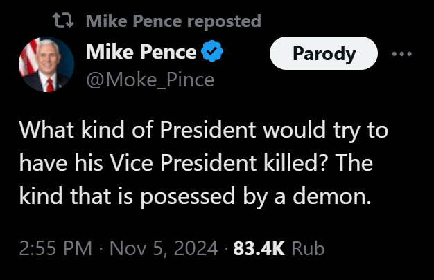FaithRubPol's tweet image. Mike Pence calls Trump demon possessed!