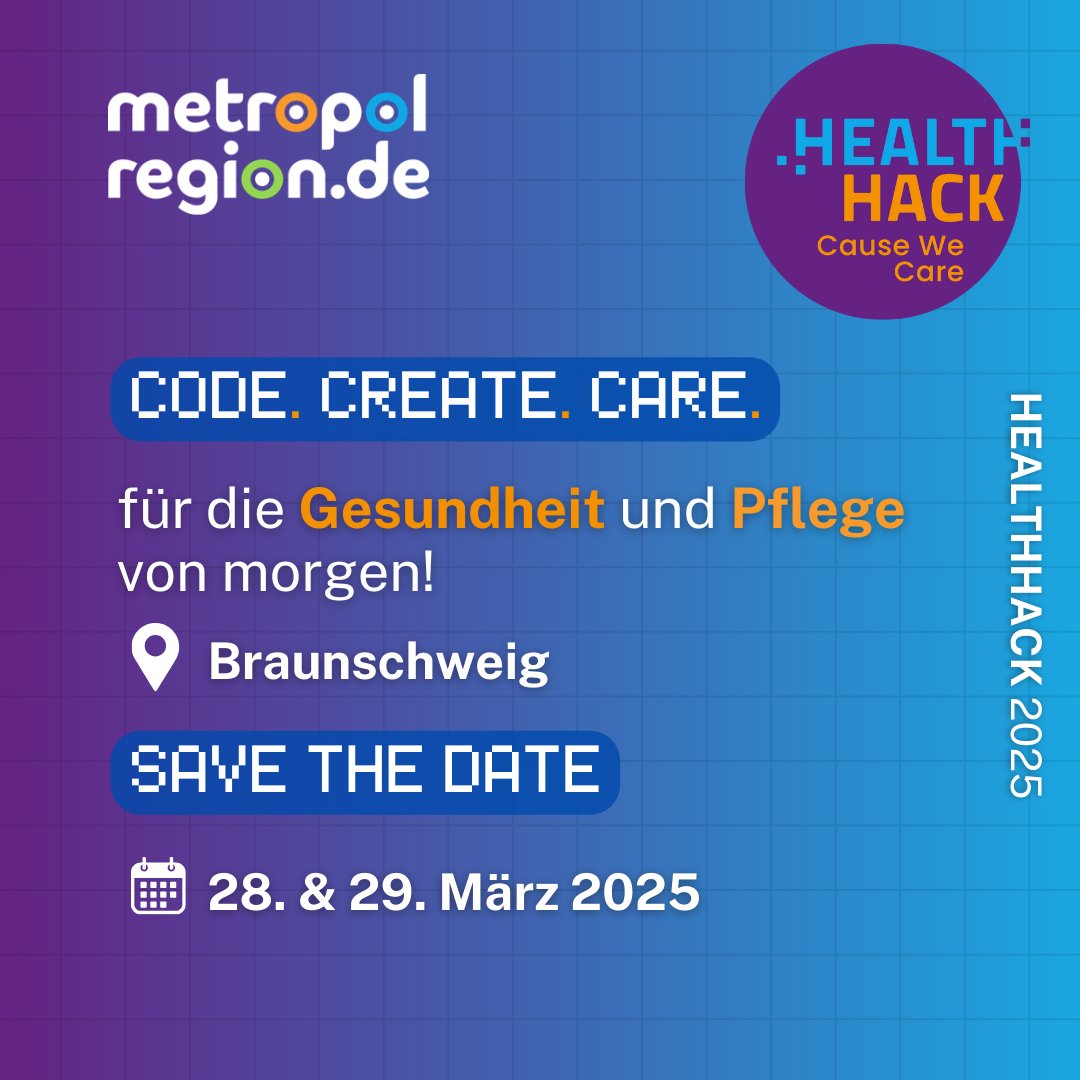 💻 𝗕𝗮𝗰𝗸 𝘁𝗼 𝗛𝗮𝗰𝗸! 👩‍💻
2025 starten wir die 7. Auflage unseres erfolgreichen HealthHack für die Gesundheit &amp; Pflege von morgen! Seit 2018 bringen wir jedes Jahr kreative Köpfe  zusammen, um Innovationen für die Gesundheits- und Pflegewelt zu entwickeln. 𝗦𝗘𝗜 𝗗𝗔𝗕𝗘𝗜!