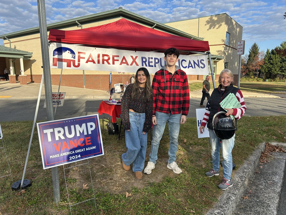 FairfaxGOP's tweet image. The Fairfax GOP team is having a blast at Longfellow Polling Place! 🎉 Stop by and say hello—we’d love to see you! #ElectionDay #FairfaxGOP #GetOutTheVote #Trump2024