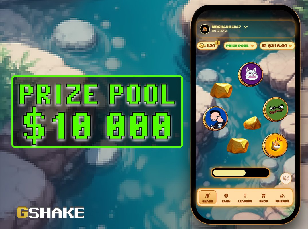 GSHAKE_game's tweet photo. 🎉 $10,000 Prize Pool in Memecoins! 🎉
The chance to win BIG has arrived to our community!
Shake your phone and try your luck – $10,000 in your favorite memecoins is up for grabs! 💰
Jump in now and let the REAL shaking begin!
#GSHAKE #meme #memecoins #ShakeToWin