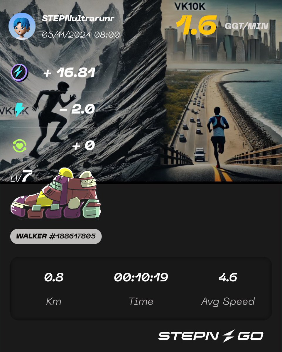 VK10K Fun Day: ⛰️Vertical Kilometer➡️ 🏃‍♂️10K Run 🟰77 minutes 3 seconds 🤮 cooldown with ⁦<a href="/Stepnofficial/">STEPN GO</a>⁩