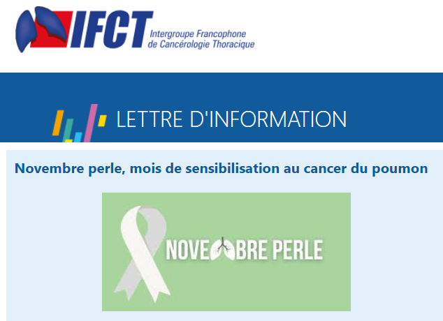 IFCTlung's tweet image. A l&apos;occasion de Novembre Perle #LungcancerAwarenessMonth, retrouvez une sélection des initiatives réalisées avec la participation de membres investigateurs de l&apos;IFCT et/ou des associations @reseauKpoumon 
 et @AlkRos1France : ifct.fr/component/acym…
#cancer #poumon #recherche