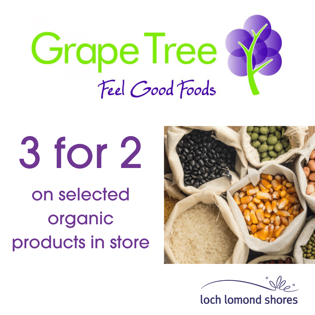 lochlomondshore's tweet photo. Shop 3 for 2 offers on some of Grape Tree's most-loved certified organic products in store. Mix and match on a selection of their favourite organic products, with just enough packaging to ensure food integrity. Offer valid until 15th November. #lochlomond #healthfoods #grapetree https://t.co/yW5YbZeLdm