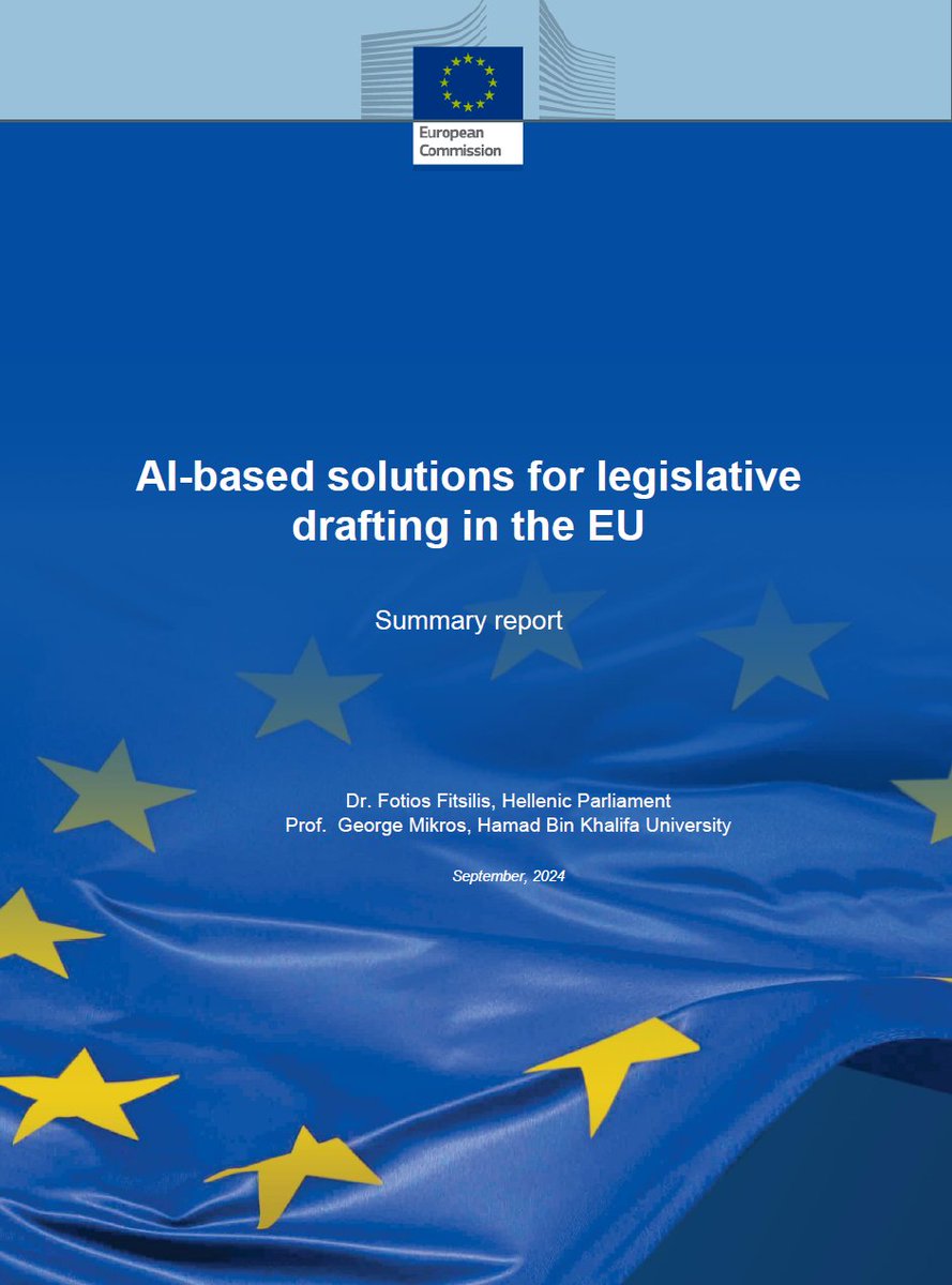 Dr. Fotis Fitsilis (@fotisfitsilis) on Twitter photo Download my latest publication with <a href="/gmikros/">George Mikros</a> on #AI solutions for legislative drafting! Published by <a href="/EUPublications/">EU Publications</a>, it breaks down our <a href="/EU_Commission/">European Commission</a> DG DIGIT study, assessing AI-driven "smart functionalities" & exploring #LLMs in #lawmaking. data.europa.eu/doi/10.2799/68… Download my latest publication with <a href="/gmikros/">George Mikros</a> on #AI solutions for legislative drafting! Published by <a href="/EUPublications/">EU Publications</a>, it breaks down our <a href="/EU_Commission/">European Commission</a> DG DIGIT study, assessing AI-driven "smart functionalities" & exploring #LLMs in #lawmaking. data.europa.eu/doi/10.2799/68…