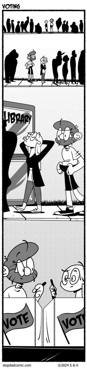 Y'know, i wish I was as civic minded as kiddo when I was her age. Happy voting (usa edition)

Stepdadcomic.com

#webcomics #comics #webtoons #comicstrip #sliceoflife #journalcomic #LifeOfAStepdad #stepdad #kiddo #funnies #voting #elections #vote  #Scoutcomics #ScootComics